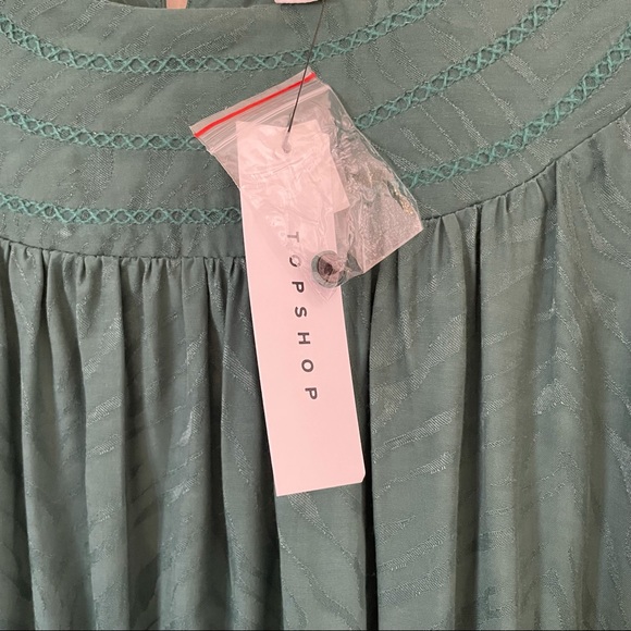 NWT Topshop Green Jacquard Midi dress Prairie dress size 4 - Picture 10 of 16